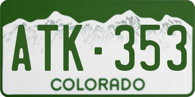CO license plate ATK353
