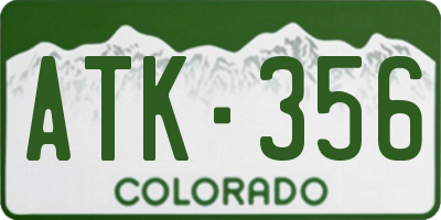 CO license plate ATK356