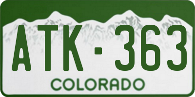 CO license plate ATK363