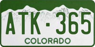 CO license plate ATK365