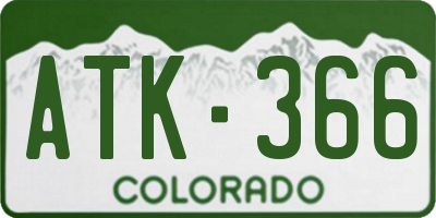 CO license plate ATK366