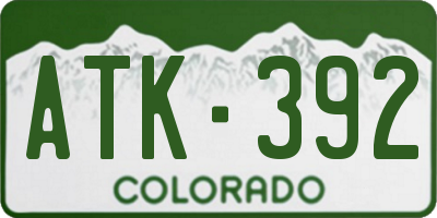 CO license plate ATK392