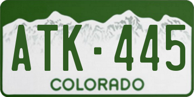 CO license plate ATK445