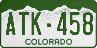 CO license plate ATK458
