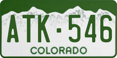 CO license plate ATK546