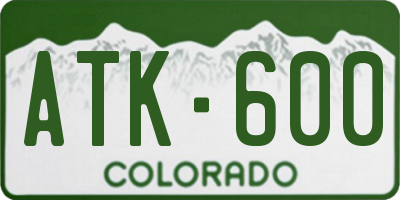 CO license plate ATK600