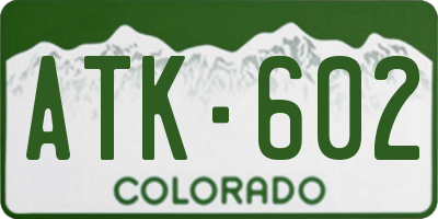 CO license plate ATK602
