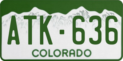CO license plate ATK636