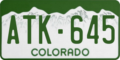 CO license plate ATK645
