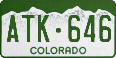 CO license plate ATK646
