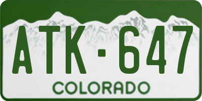 CO license plate ATK647