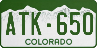 CO license plate ATK650