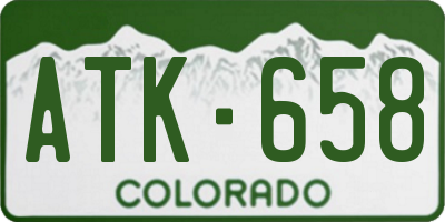 CO license plate ATK658