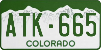CO license plate ATK665
