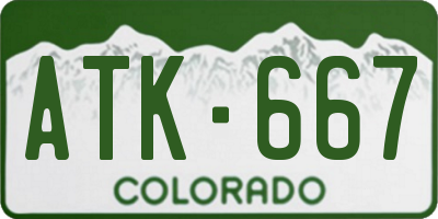 CO license plate ATK667