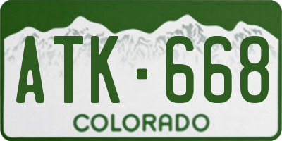 CO license plate ATK668