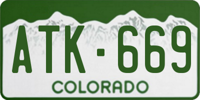 CO license plate ATK669