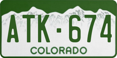 CO license plate ATK674