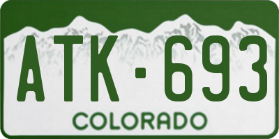 CO license plate ATK693