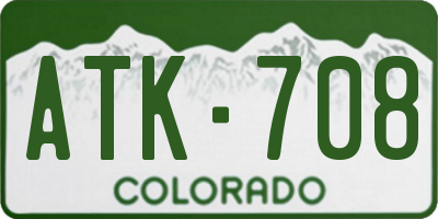 CO license plate ATK708