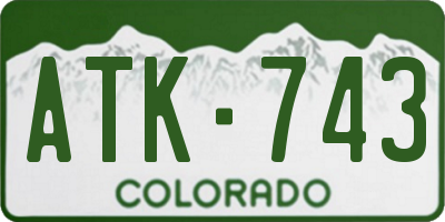 CO license plate ATK743