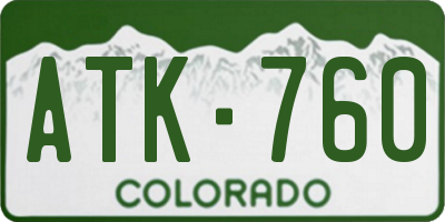 CO license plate ATK760