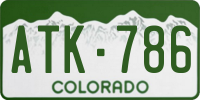 CO license plate ATK786