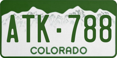 CO license plate ATK788