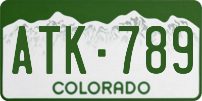 CO license plate ATK789