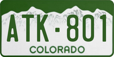 CO license plate ATK801