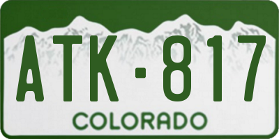 CO license plate ATK817