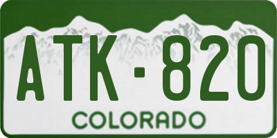 CO license plate ATK820