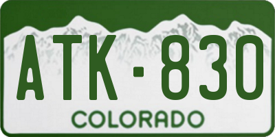 CO license plate ATK830