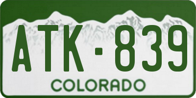 CO license plate ATK839