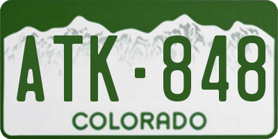 CO license plate ATK848