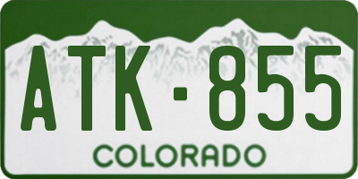 CO license plate ATK855