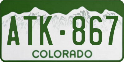CO license plate ATK867