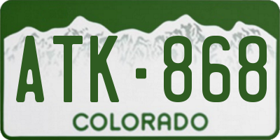 CO license plate ATK868
