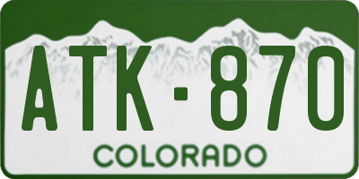 CO license plate ATK870