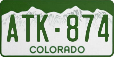 CO license plate ATK874