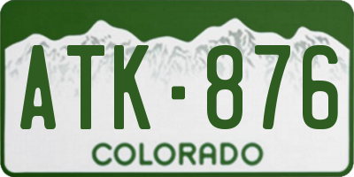 CO license plate ATK876