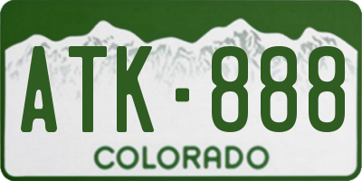 CO license plate ATK888