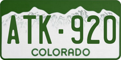 CO license plate ATK920
