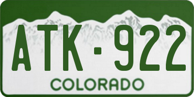 CO license plate ATK922