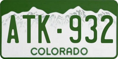 CO license plate ATK932