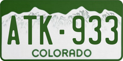 CO license plate ATK933