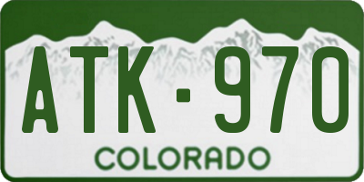 CO license plate ATK970