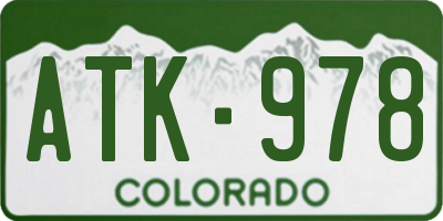 CO license plate ATK978