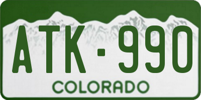 CO license plate ATK990