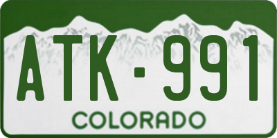 CO license plate ATK991